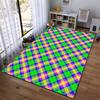 Colorful Plaid Pattern Carpet, Bright Green, Yellow, Purple Design Suitable for use as an anti-slip for living room bedroom sofas