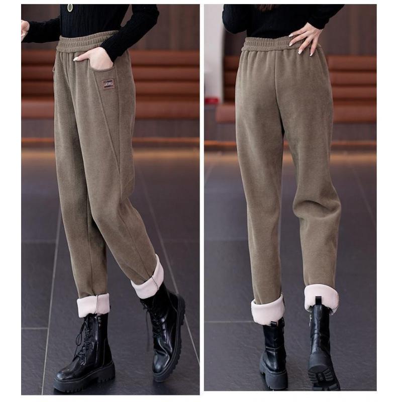 Autumn and Winter Fleece and Thickened Casual Pants, Slimming and Fashionable High-waisted Warm Long Pants, Loose Skinny Pants