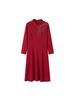 Red Long-Sleeve Qipao for Mothers, Elegant Autumn/Winter Wedding Banquet Dress