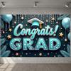Graduation Ceremony Banner Colorful Balloons Congratulatory Display Grad Party Banner Congrats Lettering Grad Photo Background