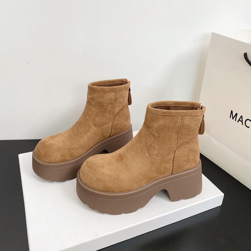 

Korean Style Height-Increasing Chunky Heel Ankle Boots for Autumn/Winter 35 верблюд