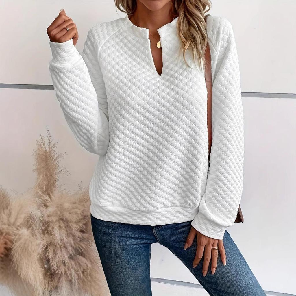 Stile da donna, Tinta unita, Scollo a V profondo, Patchwork, Maniche lunghe, Casual, Felpa con cappuccio