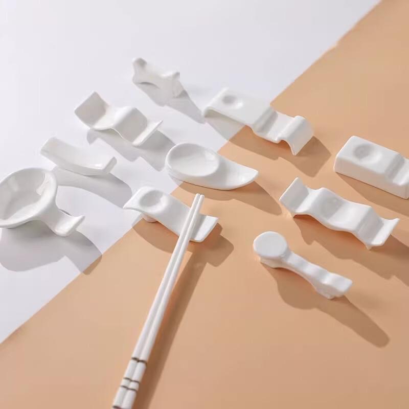 ZISHI Bone China Rectangular 3-Way Chopstick Rest (Set of 4)