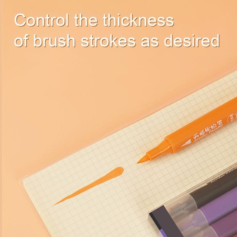 6Pcs Acrylic Marker 6 Color Acrylic Paint Pen Brush Marker for Painting On Wood Glass Fabric Metal Stone Scrapbooking