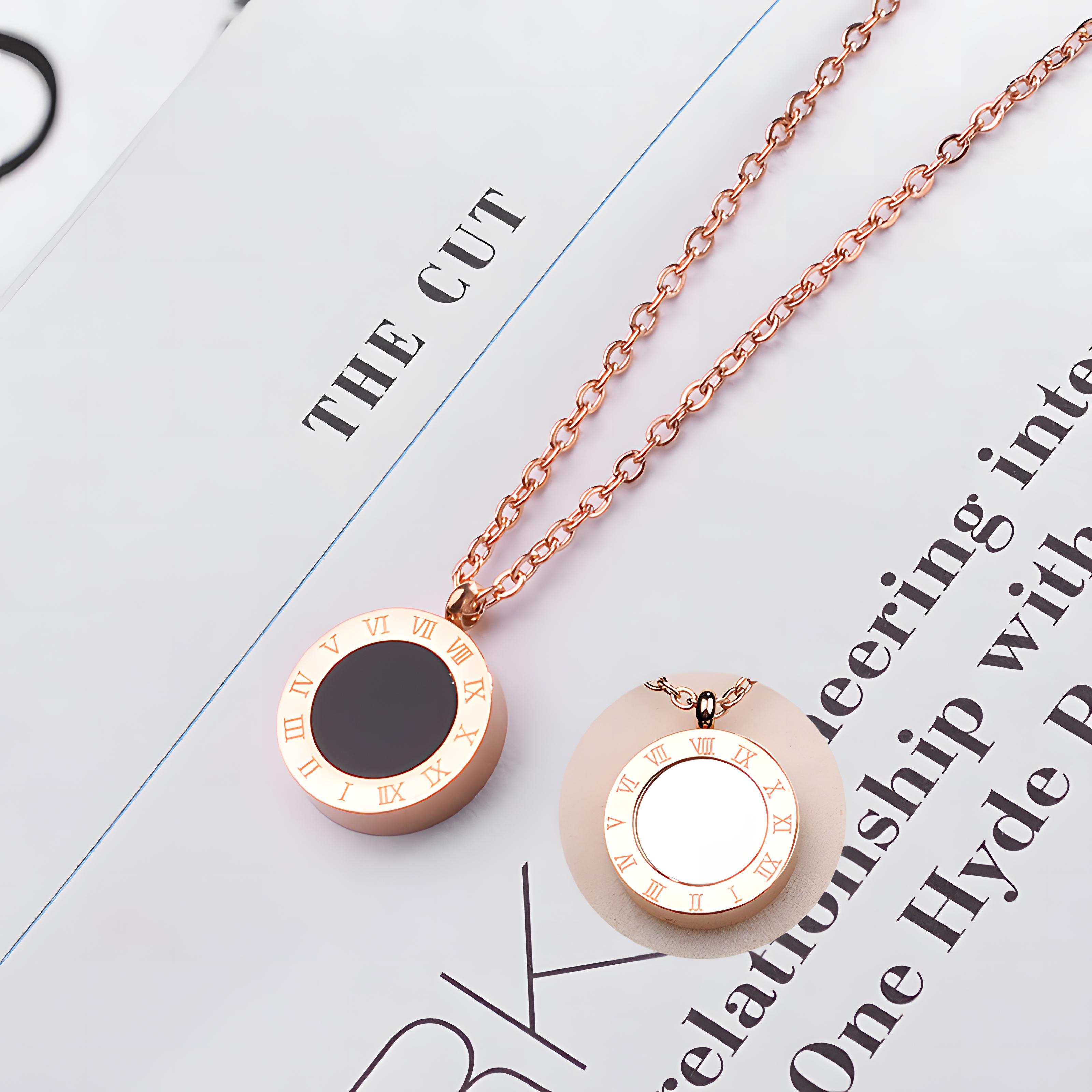 

Двухцветное ожерелье из нержавеющей стали 316L с римскими цифрами и циферблатом для женщин, новая трендовая цепочка на ключицу для девочек, ювелирные изделия, подарки розового золота