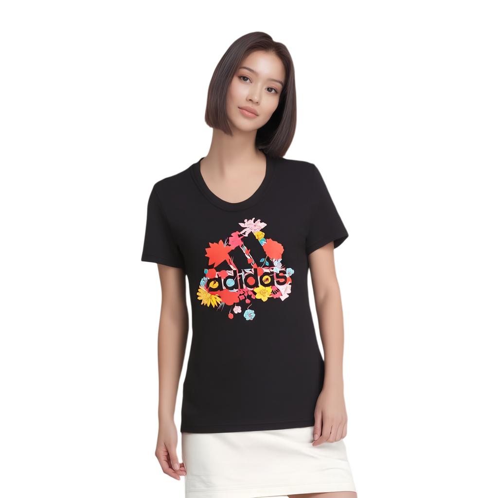 Adidas T Shirts Women's Black Crew Neck Moderate Nipped In Waist FM9453
