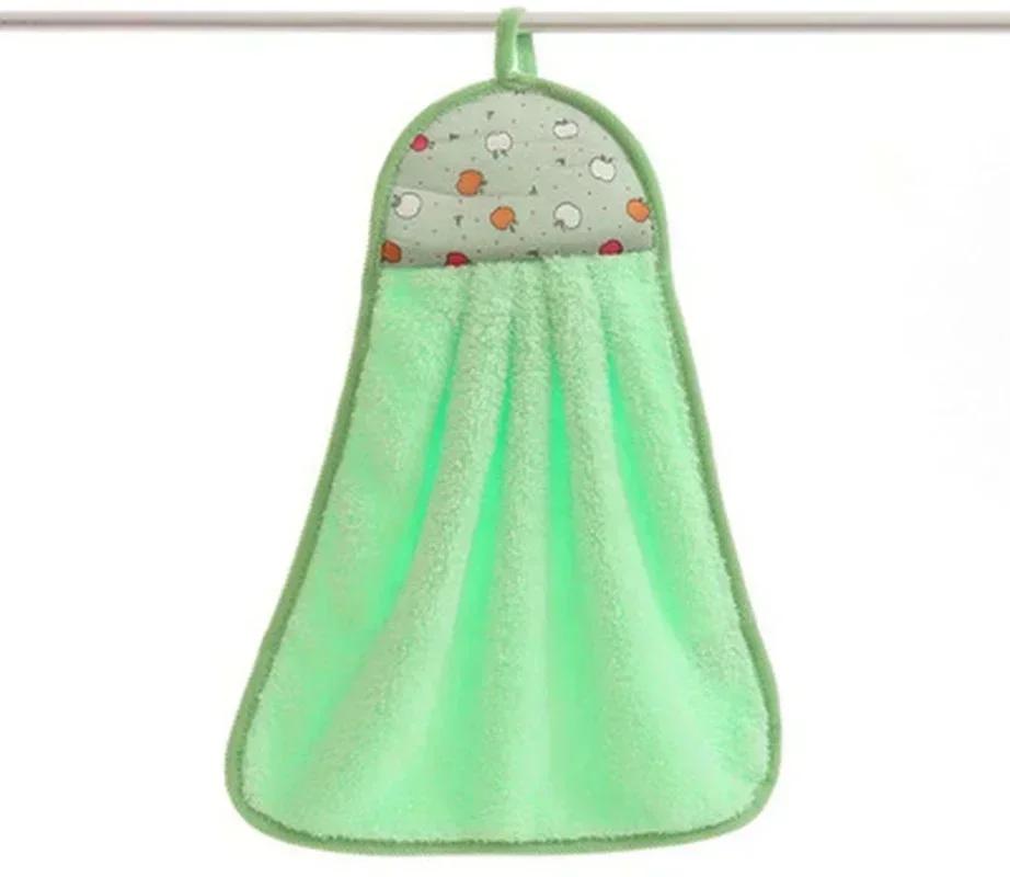 1 Pack Coral Fleece Bathroom Amenities Soft Hand Towels Absorbent Cloth Dish Cloth Hanging Cloth Kitchen Convenient Accessories LS