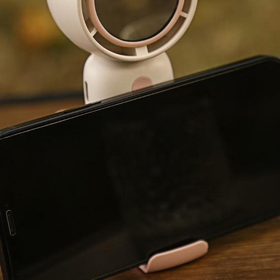Cartoon Animal Ears Handheld Fan with Mirror Phone Holder Speed Adjustable USB Rechargeable Summer Cooling Fan Portable Mini Personal