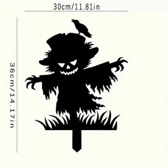 Halloween Horror Black Metal Scarecrow Ground Stake: Thrilling Outdoor Decoration