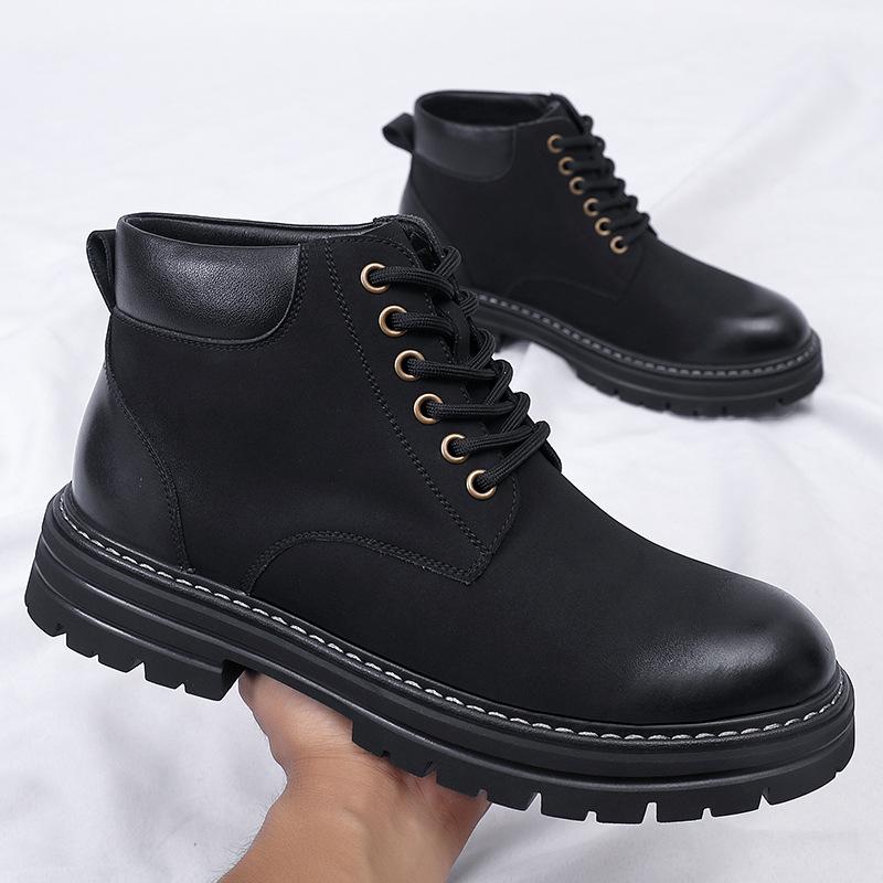 Martin boots men's 2025 new Chinese British style casual thick-soled retro tooling rhubarb boots tide 2025