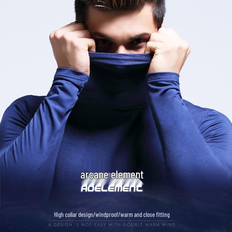 Men's High-Neck Warm Base Layer: Autumn/Winter, Long-Sleeve, Slim Fit, Solid Color