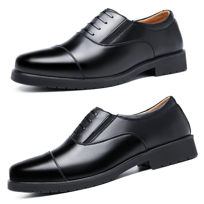 Real Business Dress Leather Shoes Men's Three-headed Genuine Leather Men's Shoes Summer Breathable Inner Height Increase Shoes Men