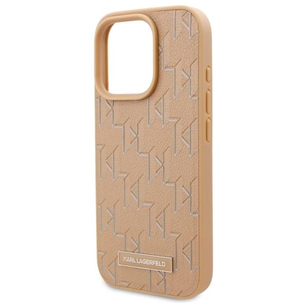 Karl Lagerfeld Klhmp16Lpkhporpe Iphone16 Pro 6.3 Hardcase Beżowy/Beige Leather Monogram Metal Logo Magsafe