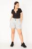 Damenmode Übergröße Shorts & Bermudas Große Größe Graue Shorts mit elastischem Bund und Schnür-Taschen