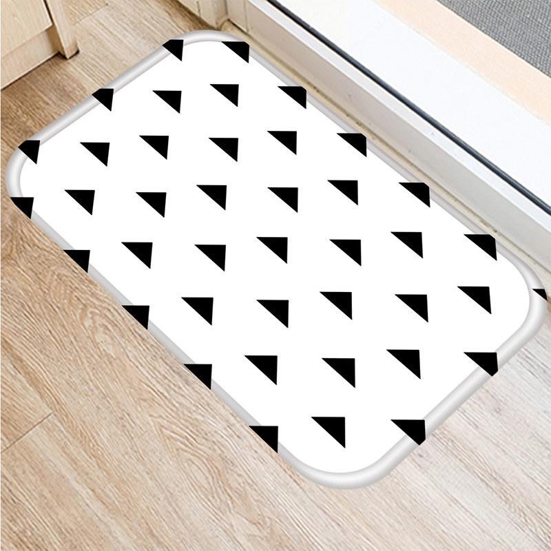 Classic Black White Geometric Pattern Carpet Kitchen Bedroom Bathroom Non-slip Floor Mat Home Hallway Entrance Balcony Doormat