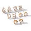 New Zircon Earrings for Women, Fashionable Versatile Studs, 18K Gold, Non-fading Titanium Steel Ear Jewelry Ring