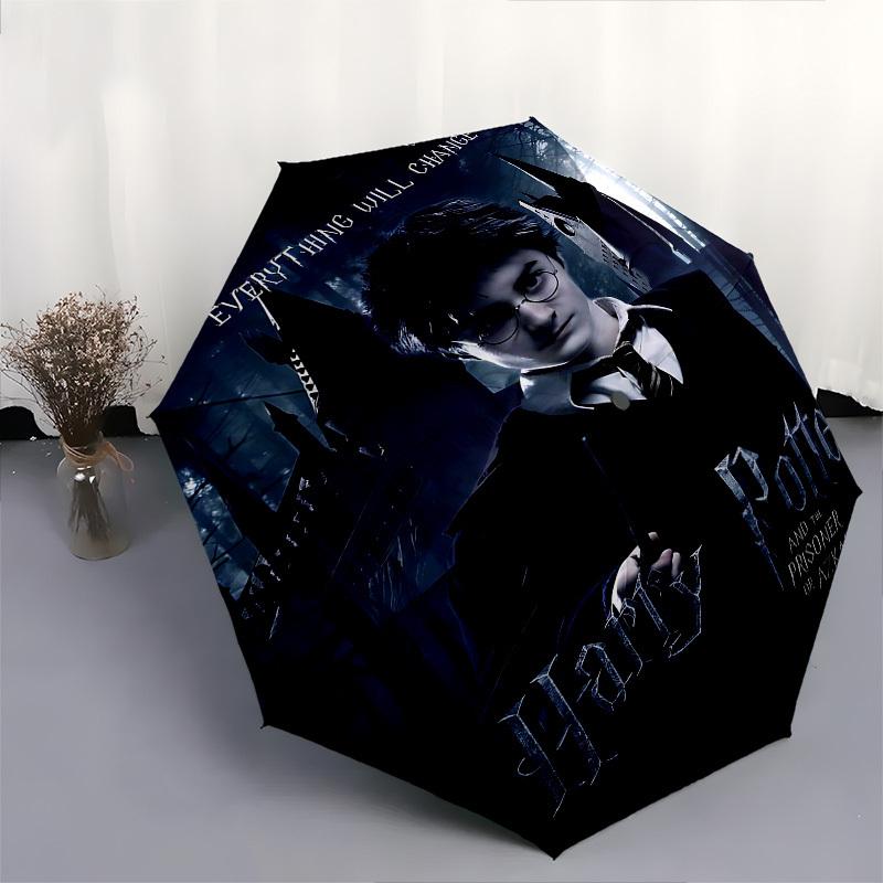 1pc Harry Potter Prisoner of Azkaban Automatic Folding Umbrella - Compact 8-Rib Design, Durable Plastic & Iron1195L