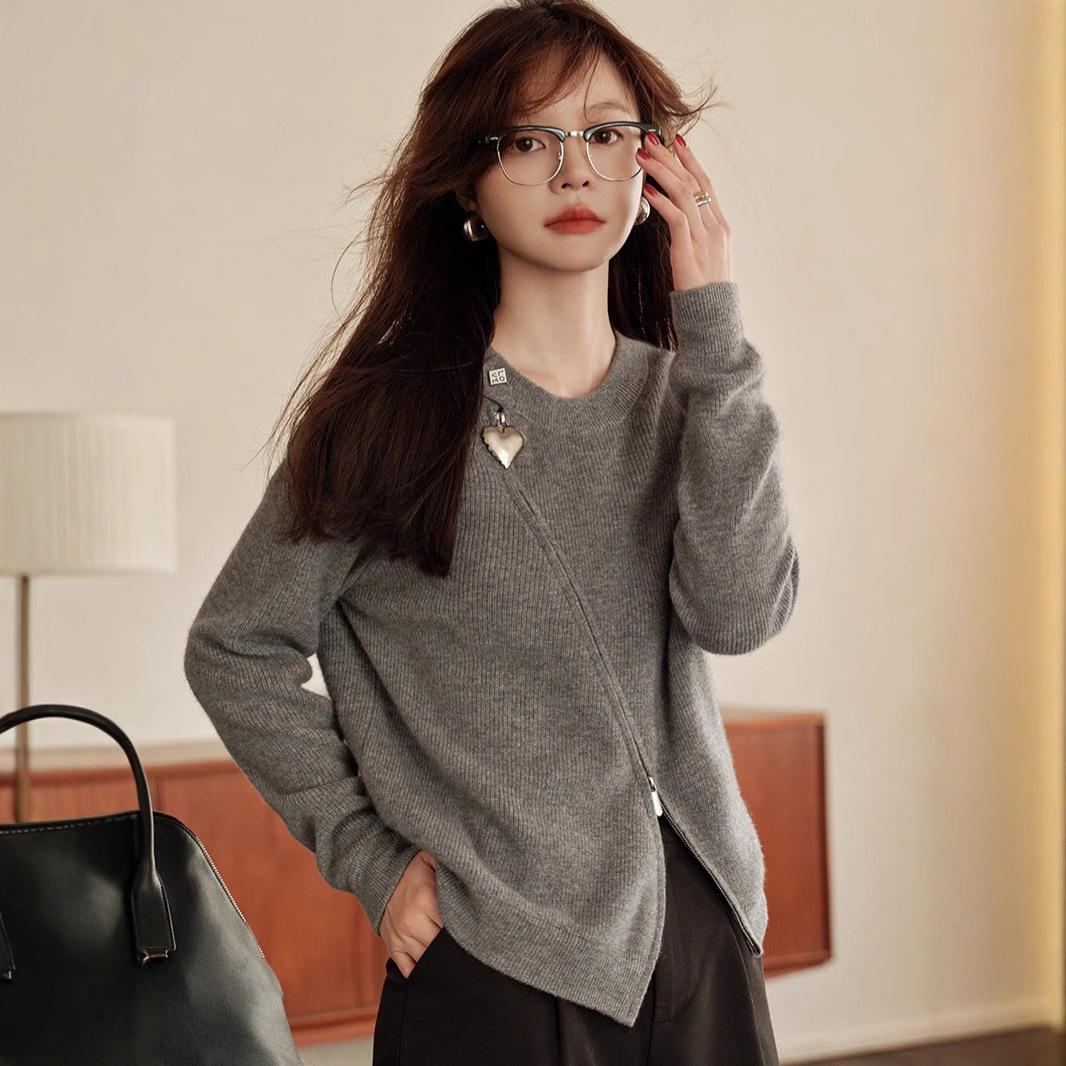 

Ejia 2024 Pure Cashmere Women s Cardigan with Heart Zipper X-Large