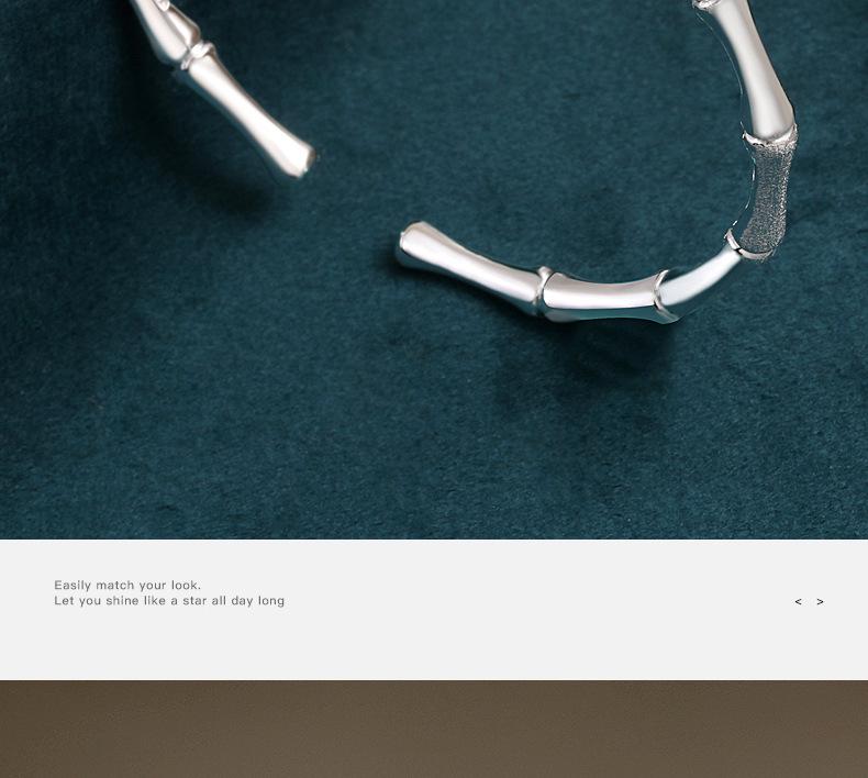 999 Sterling Silver Open Bamboo Joint Bracelet: Polished & Matte, Young Style, Solid Silver, Women's Thin Design.