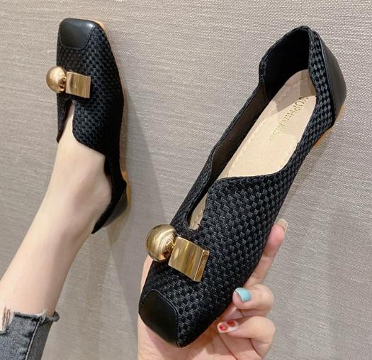 Fashion Retro square toe women's shoes large size soft bottom flat shoes spring and summer work shoes 2024