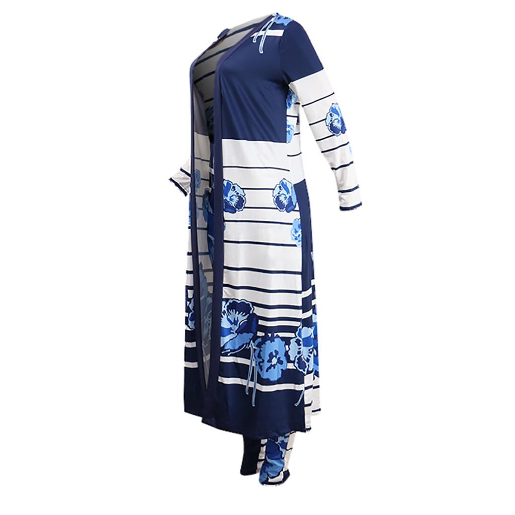 Womens Sexy Printing Cardigan Coat Long Sleeve Two-Piece Set Fashion Lady Suit