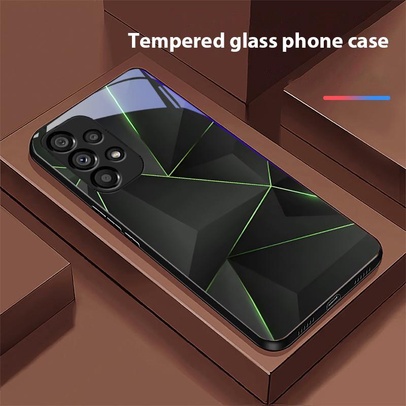 

Prism Black For Samsung Galaxy S10 20 Plus 21 FE 22 23 24 FE 25 Ultra Black Tempered Glass Phone Case Hard Shell for Galaxy S21 Ultra