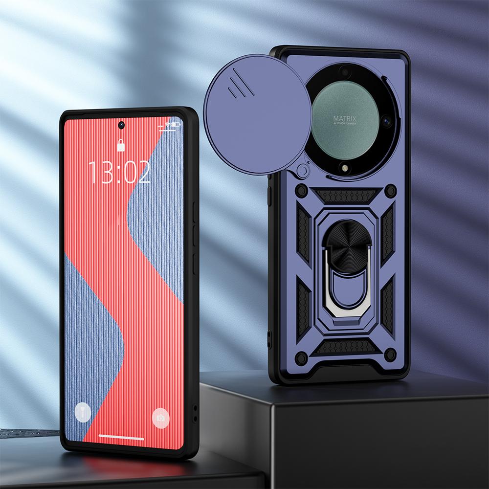 

Противоударный чехол KEYSION для HONOR X9A 5G, защитное кольцо для объектива камеры, чехол-подставка для телефона для Huawei Honor Magic 5 Lite 5G for Honor X9A 5G темно-синий