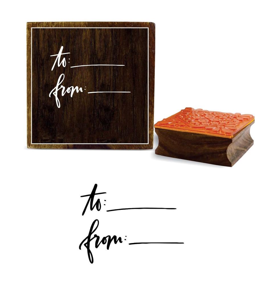 Printtoo To And From Word Design Square Wooden Rubber Stamp Diary Card Block-2 x 2