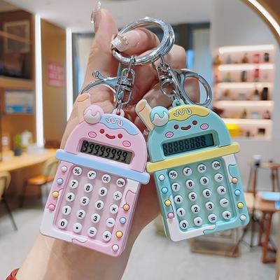 1pc Taschenrechner Schlüsselanhänger Mini Tragbarer Taschenrechner Mit Kreativem Niedlichem Schlüsselanhänger 8-stellige Anzeige Taschenrechner Schlüsselanhänger