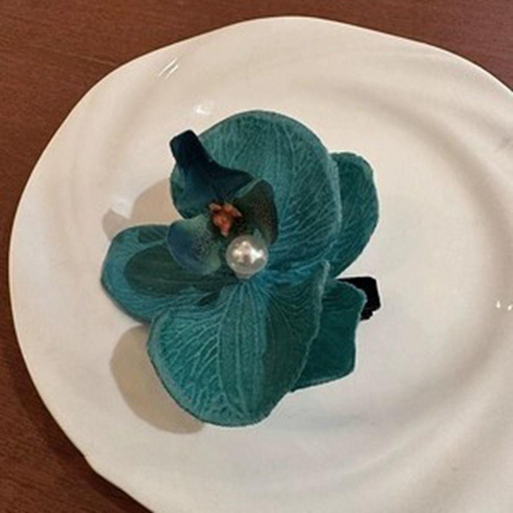 Pearl Orchid Flower Hairpin Butterfly Orchid Girl Hair Clip Sweet Flower Hair Clip Beach