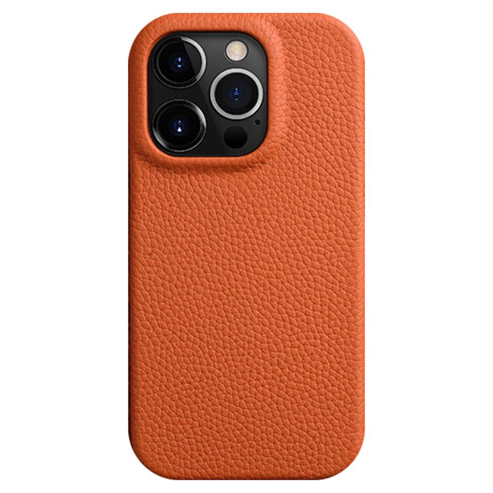 MELKCO For iPhone 14 Pro Max Magnetic Protective Case Genuine Cow Leather Coated PC Phone Cover