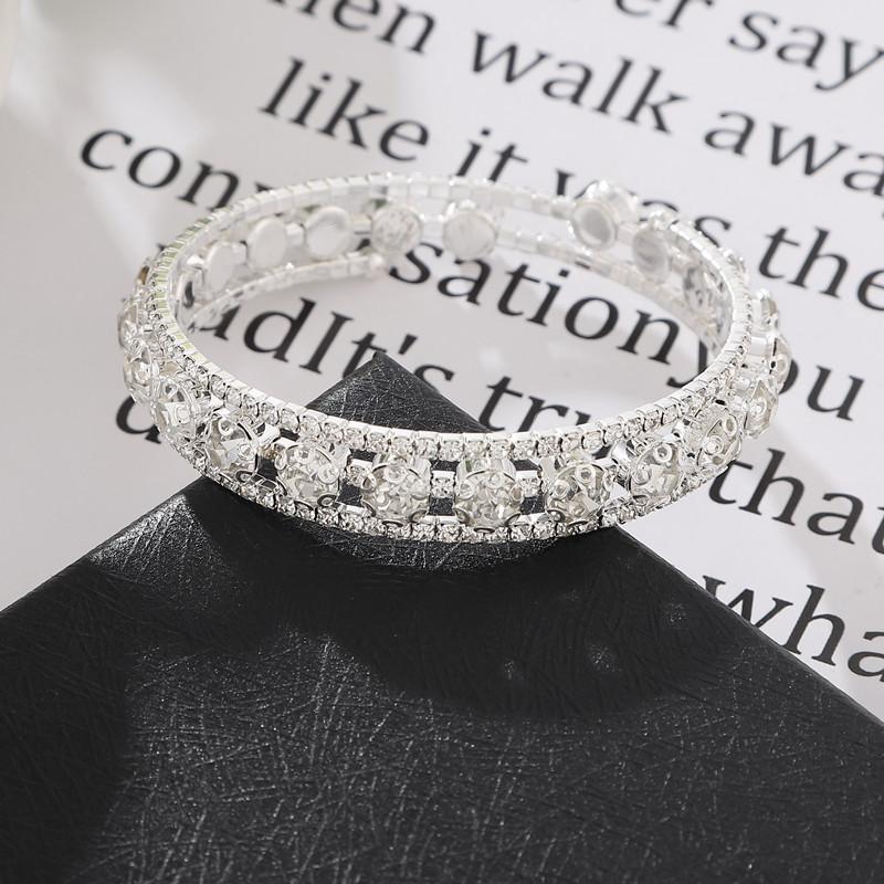 Bridal Jewelry Full Diamond Stretch Bracelet, Silver Bracelet, Bracelet Ebay Medium серебряный