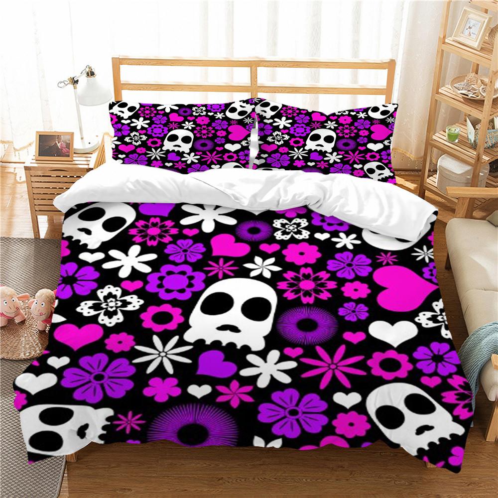 Home Bed Clothes 3D Skull Printing Duvet Cover Set Superior Bedding Cover Suit Single Double Size Bed Set Polyester Pillowcase