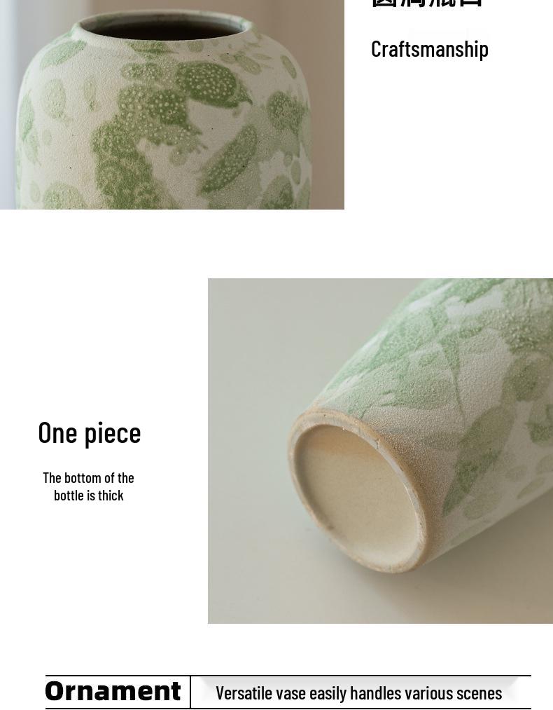 Wabi-Sabi Ink Splash Ceramic Vase: Elegant Retro Flower Arrangement for Living Room or Dining Table