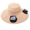 Wide Brim Sun Hat with 2 Solar Fan Dual Power Foldable Solar Fan Hat For Men Women Fishing Camping