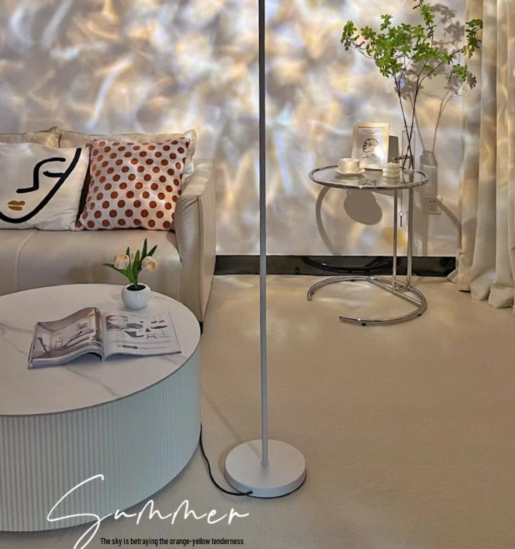High-End Double-Head Sunset Floor Lamp: Water Ripple Iron Design for Living Room Atmosphere