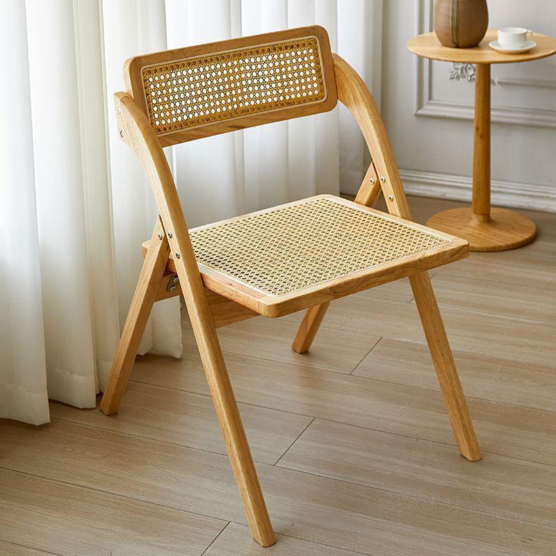 

Wicker Folding Chair with Backrest - Solid Wood Casual Dining or Living Room Stool Solid Wood Reinforced Frame