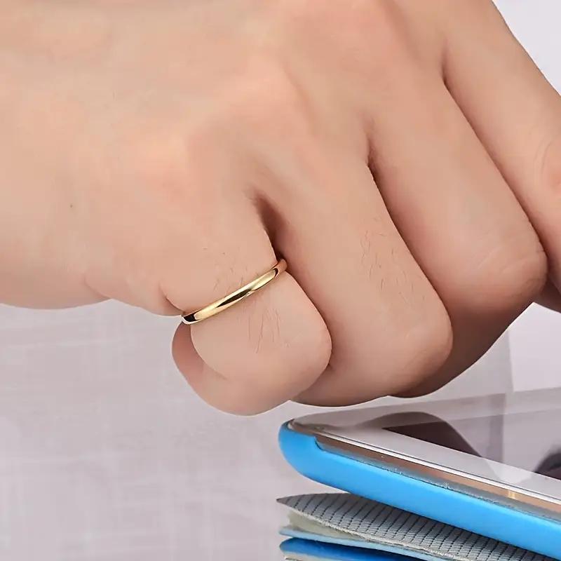 2mm Minimalist Titanium Steel Couple Rings – Smooth Surface Simple Design Ring for Women and Men