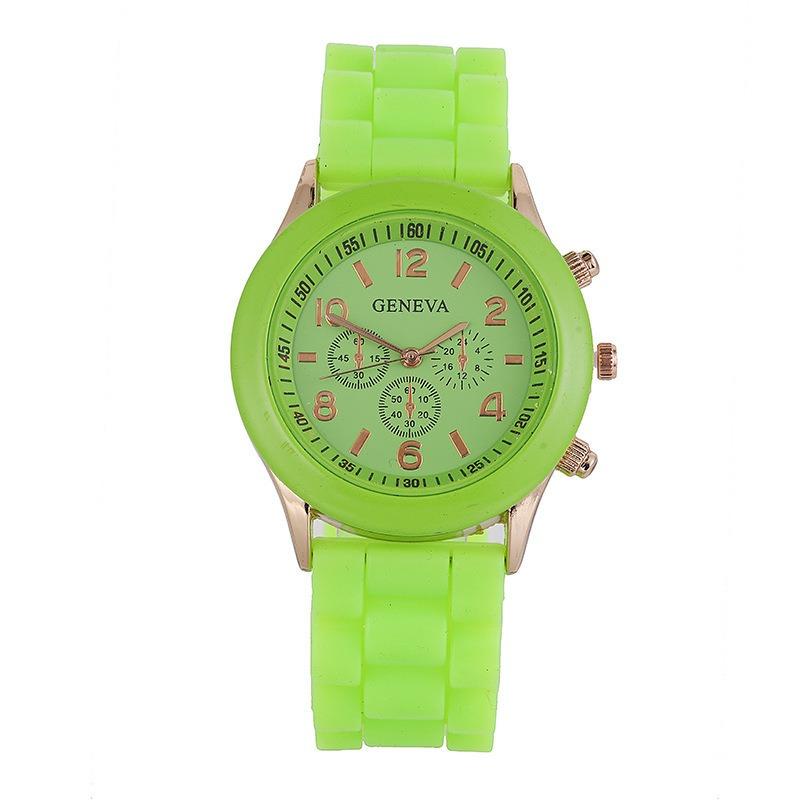 Spot GENEVA Silicone Watch Colored Jelly Student Leisure Watch Three Eyes No Diamond Geneva Watch