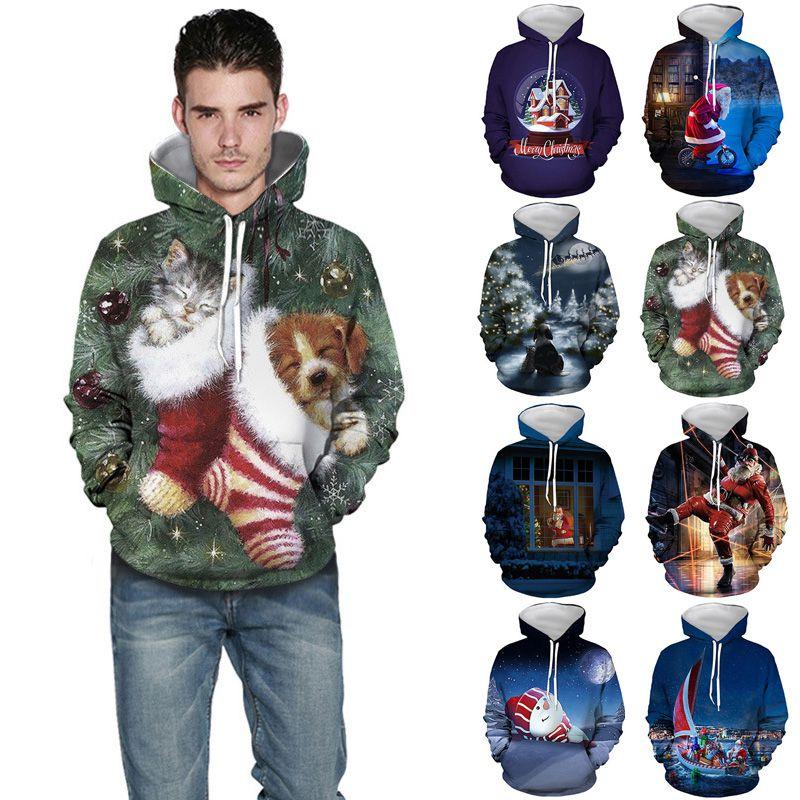 Cozy Soft Mens Womens Christmas 3d Ugly Hoodie Sweater Pullover For Xmas Parties