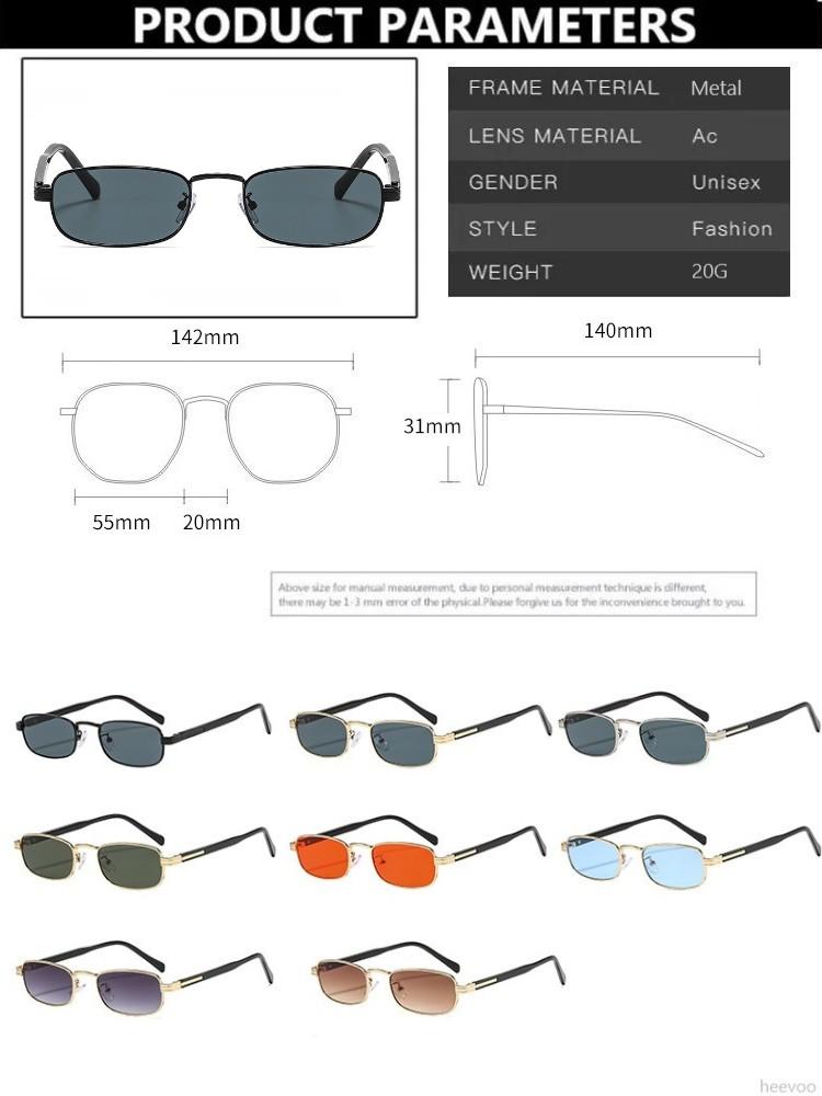 Small Square Sunglasses For Women Metal Frame New Trendy Driving Sun Glasses Men Sunshade Glasses For Female