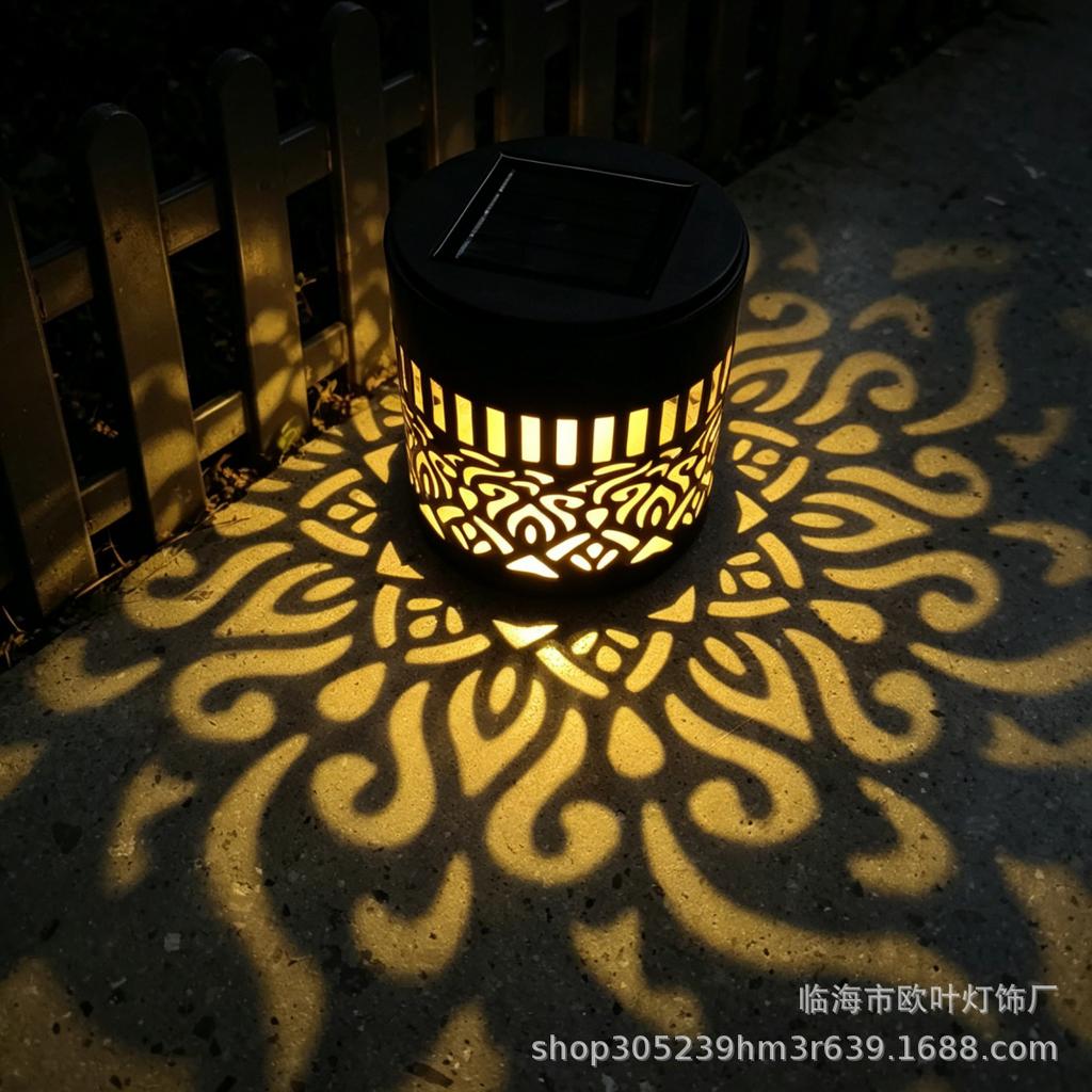 Solar Peony Mandala Flower Projector Lamp - Outdoor Villa & Garden Wrought Iron Decor Lamp