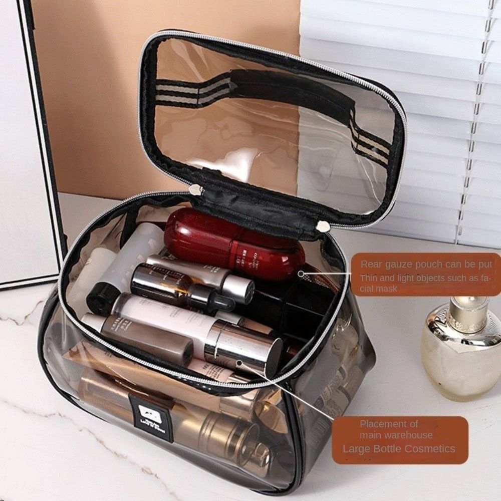 New PVC Wash Bag Transparent Waterproof Cosmetic Bag Large Capacity Handheld Makeup Storage Bag Women