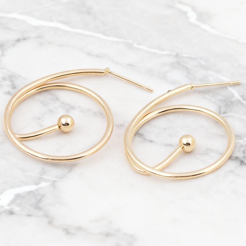 New Minimalist Gold Spiral Women's Drop Earrings with Bead Unique Statement Ear Jewelry for Effortlessly Chic Daily Looks