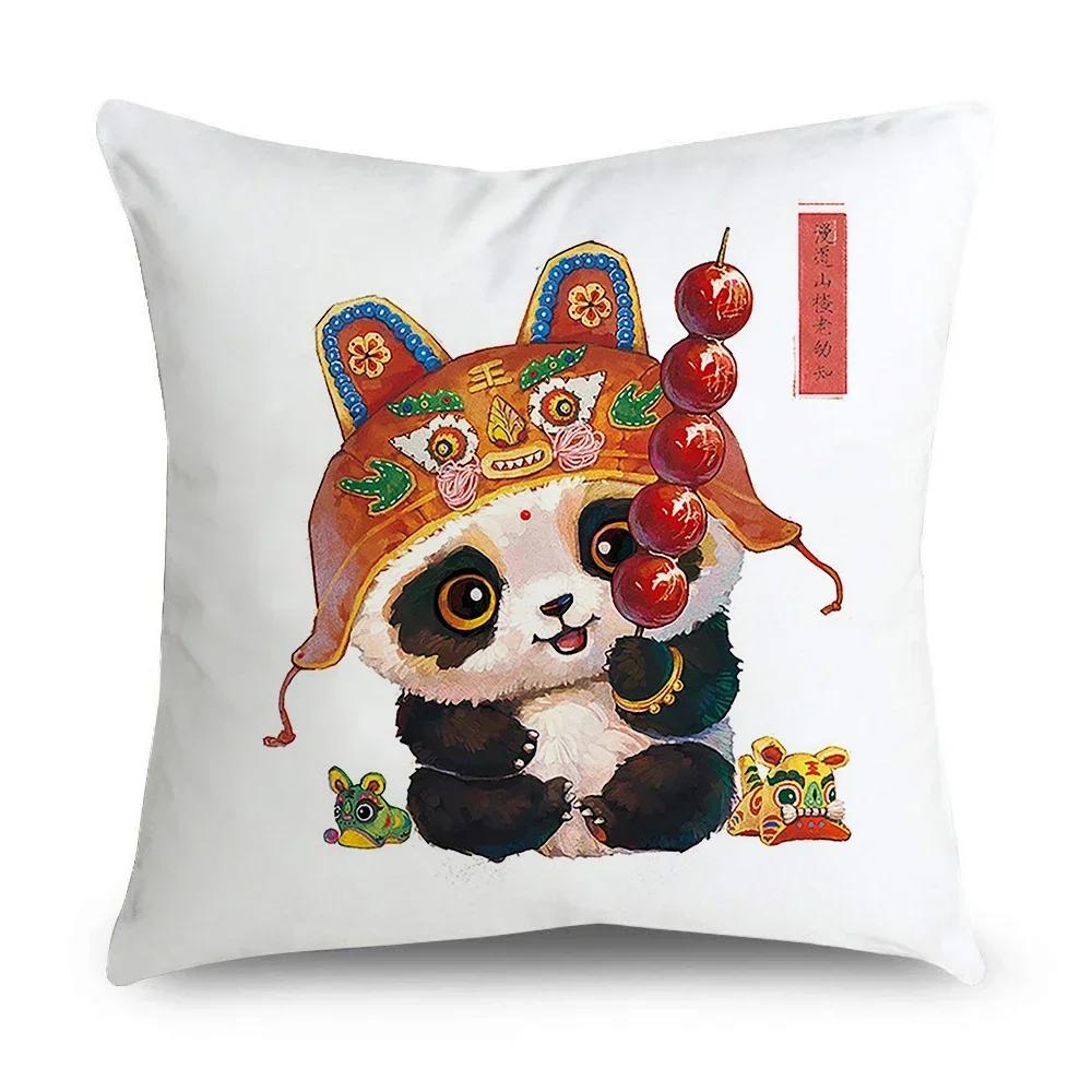 

Наволочка Офисный декор Чехлы для подушек Милая панда с узором Домашняя площадь 66x66cm бордовый