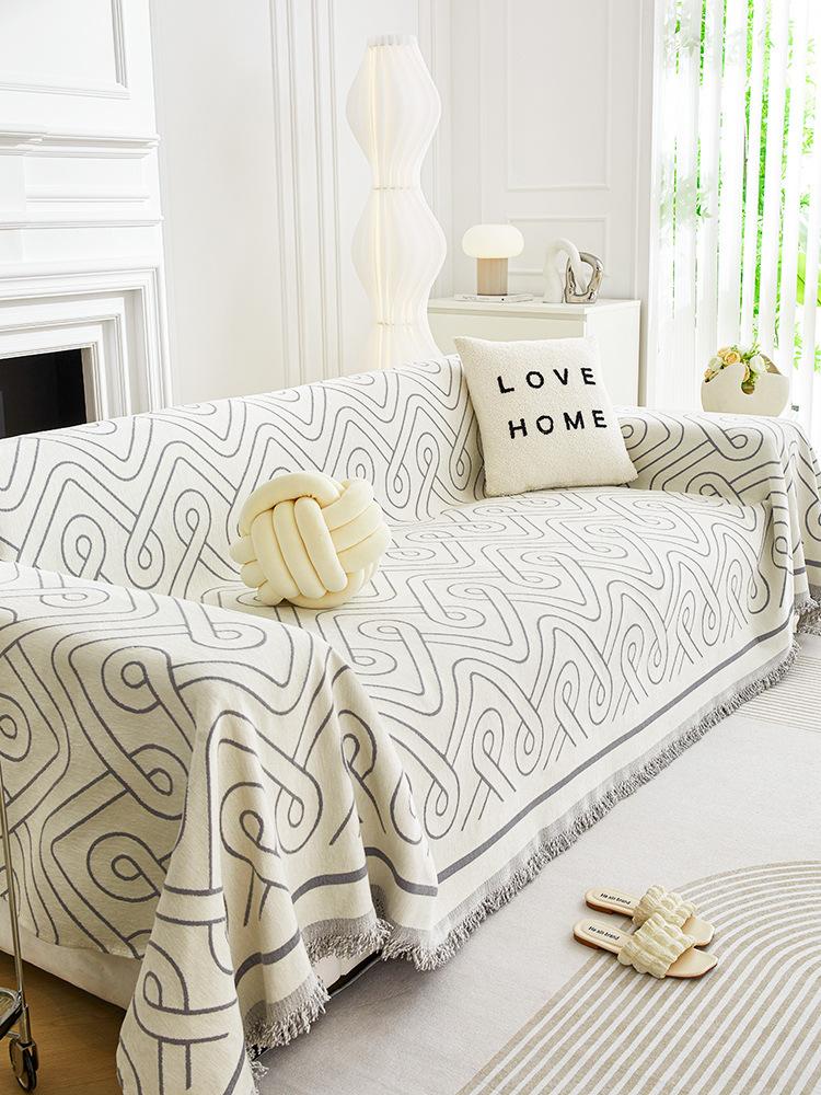 Linearer Sofabezug Wohnzimmer Minimalistisch Katzenfest Sofabezug 2-Sitzer und 3-Sitzer Moderner Sofabezug L-förmiges Handtuch