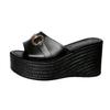 Pegged Platform Women's Open-toe Thick-soled Wedge Slip-on Large Size Open-toe Slip-on Shoes