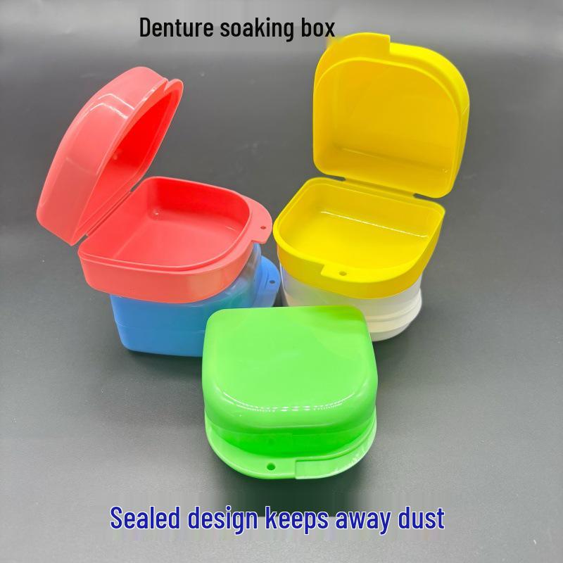 Denture and Retainer Storage Box - Frosted Translucent, Clear Aligner Holder