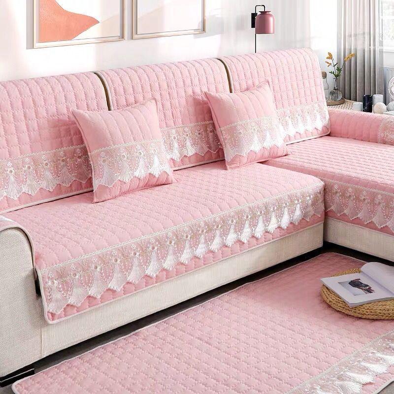 Autumn Winter Plush Sofa Covers Soft Peony Couch Cover Sofa Towel Sofa Cushion Continental Solid Color Sofa Towel Seat Cover