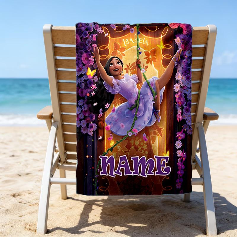 1pc Princess8 Beach Towel with Custom Name, Beach/Swimming/Bath/Picnic/Camping Towel, Suitable for Seaside Beaches